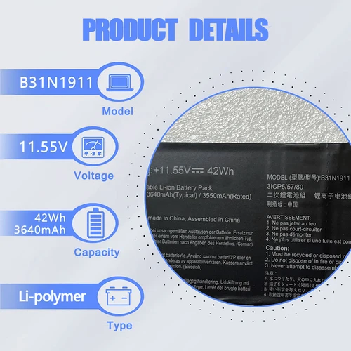 Imagen 2 del producto SKOWER B31N1911 batería para ASUS Vivobook Flip 14 TM420 A413 K413 M413 S413 X421 M3400QA Redolbook14 X1502Z V4050E/F C31N1911