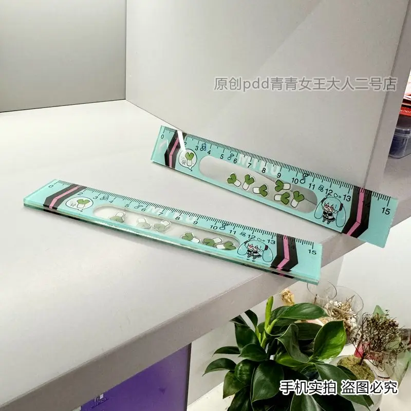 하츠네 미쿠 액션 피규어 Scallion Shake Shake 15cm 눈금자 학생 문구 용품 어린이 장난감 인형 컬렉션 선물