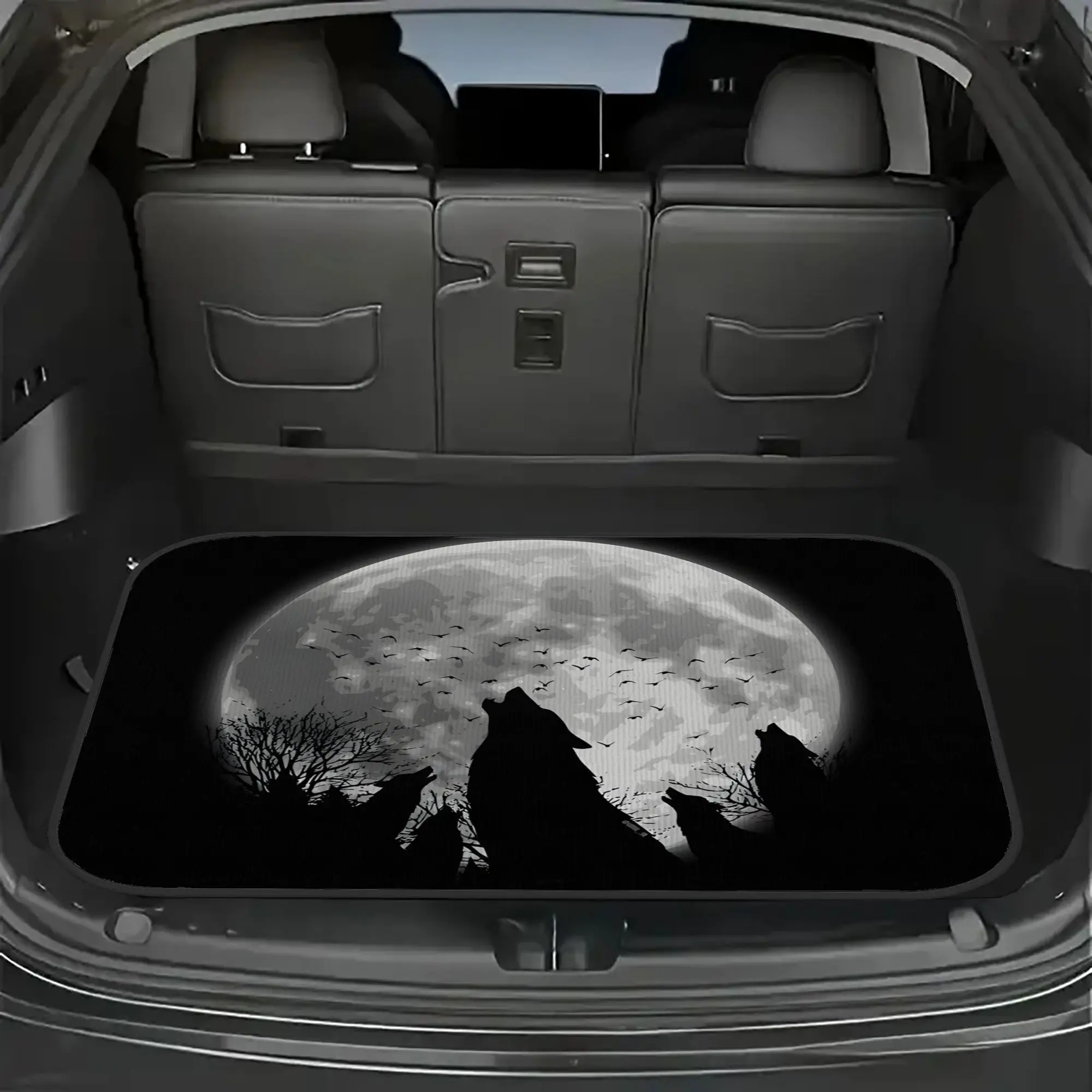 Single Piece Lone Wolf Shadow Trunk Mat - Dust Resistant & Long-Lasting Cargo Liner | Universal Trunk Shield