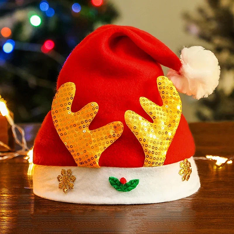 Unisex Christmas Hats Cute Cartoon Santa Elk Snowman Merry Xmas New Year Party Decoration Gift for Adults Kids
