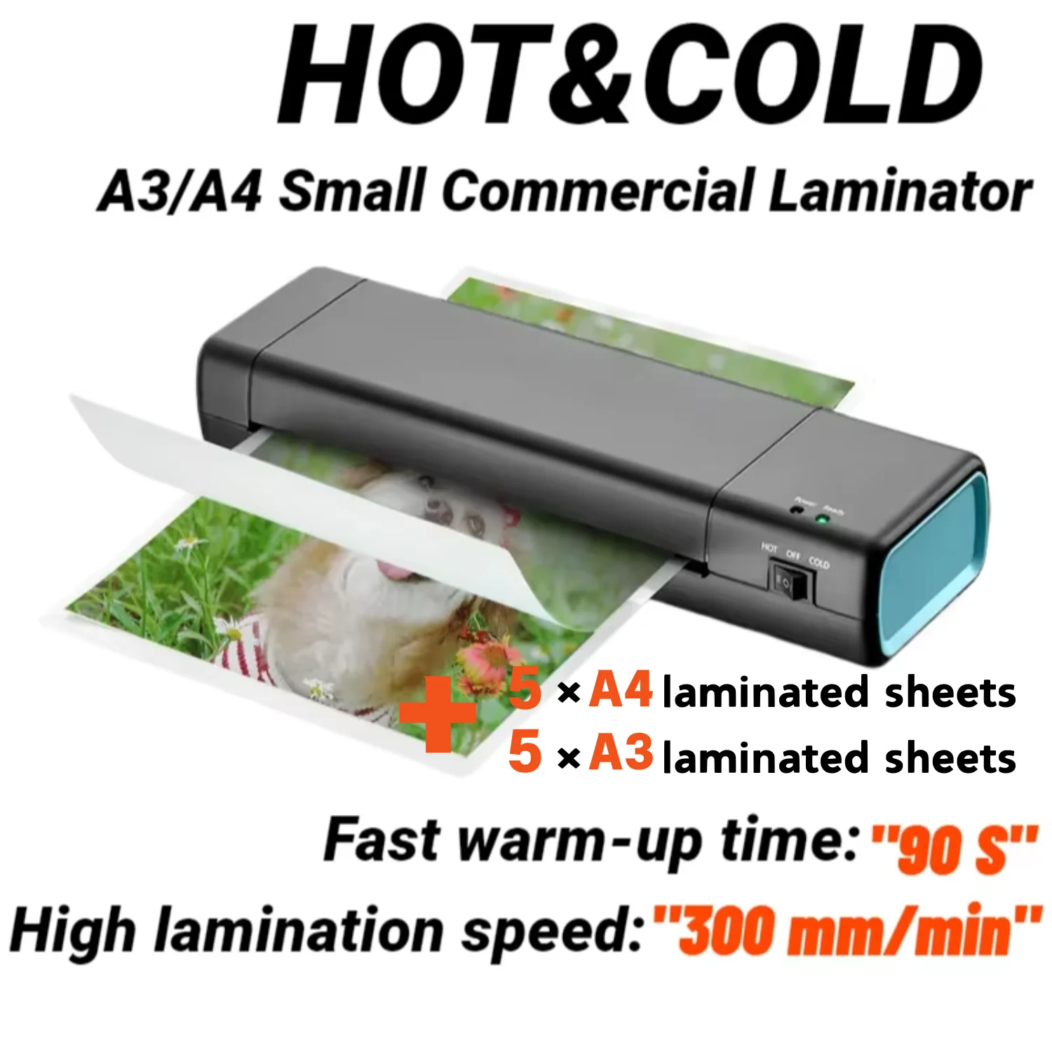 Versatile A4/A3 Laminating Machine with Hot and Cold Modes - Perfect for Photo Sealing and Office Document Protection Small Comm