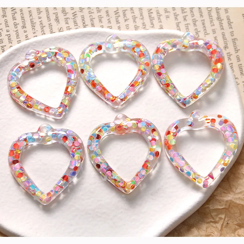 

Summer style 40pcs/lot rounds sequins core geometry hearts shape resin beads diy jewelry earring/garment accessory