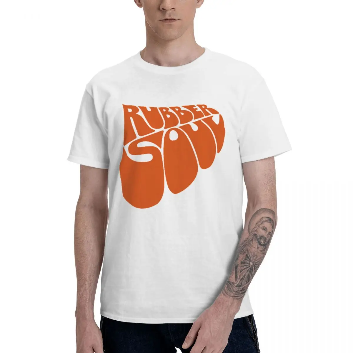 

Fashion Rubber Soul Logo T Shirt Pure Cotton Crewneck Male T-Shirts Short Sleeve Oversized Unisex Tees Clothes