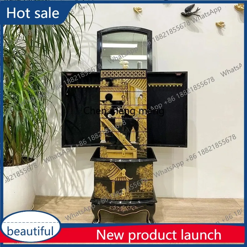 

M46 New Chinese painted chest bedroom multifunctional mirror cosmetic cabinet living room