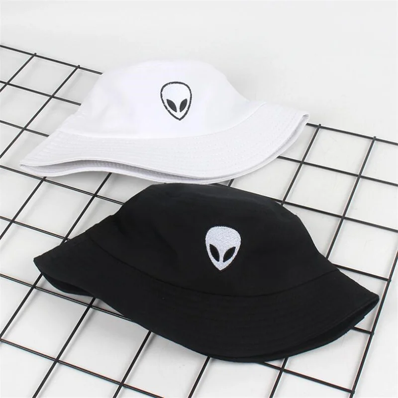 Summer Unisex Embroidery Alien Fisherman Cap for Men Women Outdoor Lightweight Breathable Sun Protection Panama Bucket Hat F5