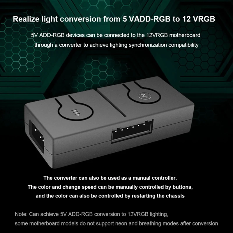 ADD-RGB Adaptador Conversor com Divisor de 3 Vias, 5V, 3 pinos, 12V, 4PIN, ARGB, com Placa-Mãe