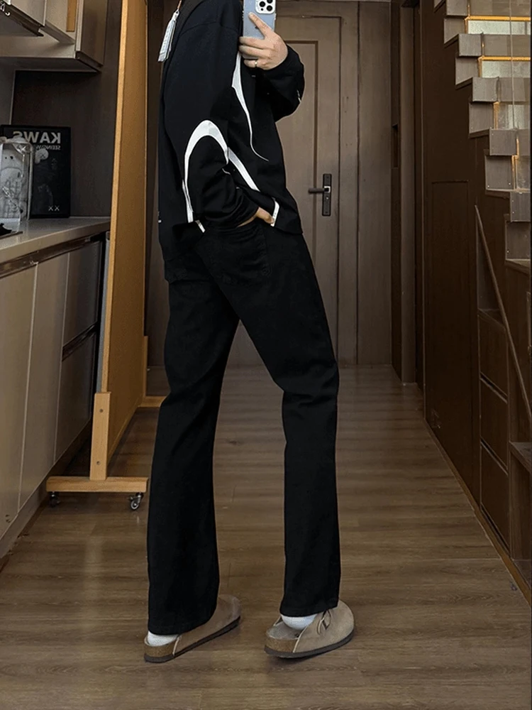 

Джинсы Bla Le Blade, мужские осенние повседневные прямые брюки-клеш, джинсовые джинсы с высокой талией, молодежный тренд