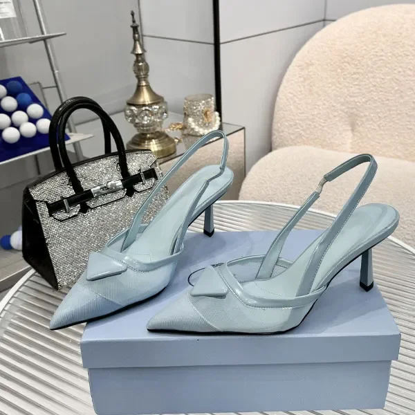 

Designer Heel Sandals Woman Pointed Slingback Roman Mesh Dinner Shoes Lady Pump Band Back Air Thin High Heel Sandals Casual Shoe