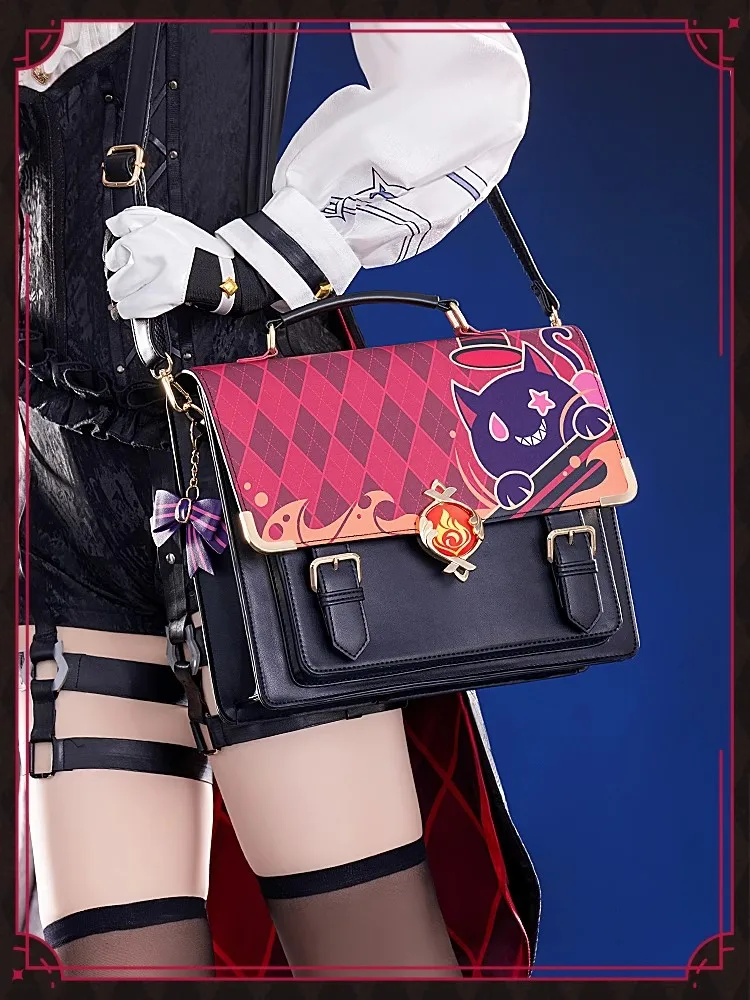 In Stock Genshin Impact Lyney Doujin Vision Backpack Anime Cosplay Accessories PU Student Handbag JK Lolita Shoulder Bag Gifts