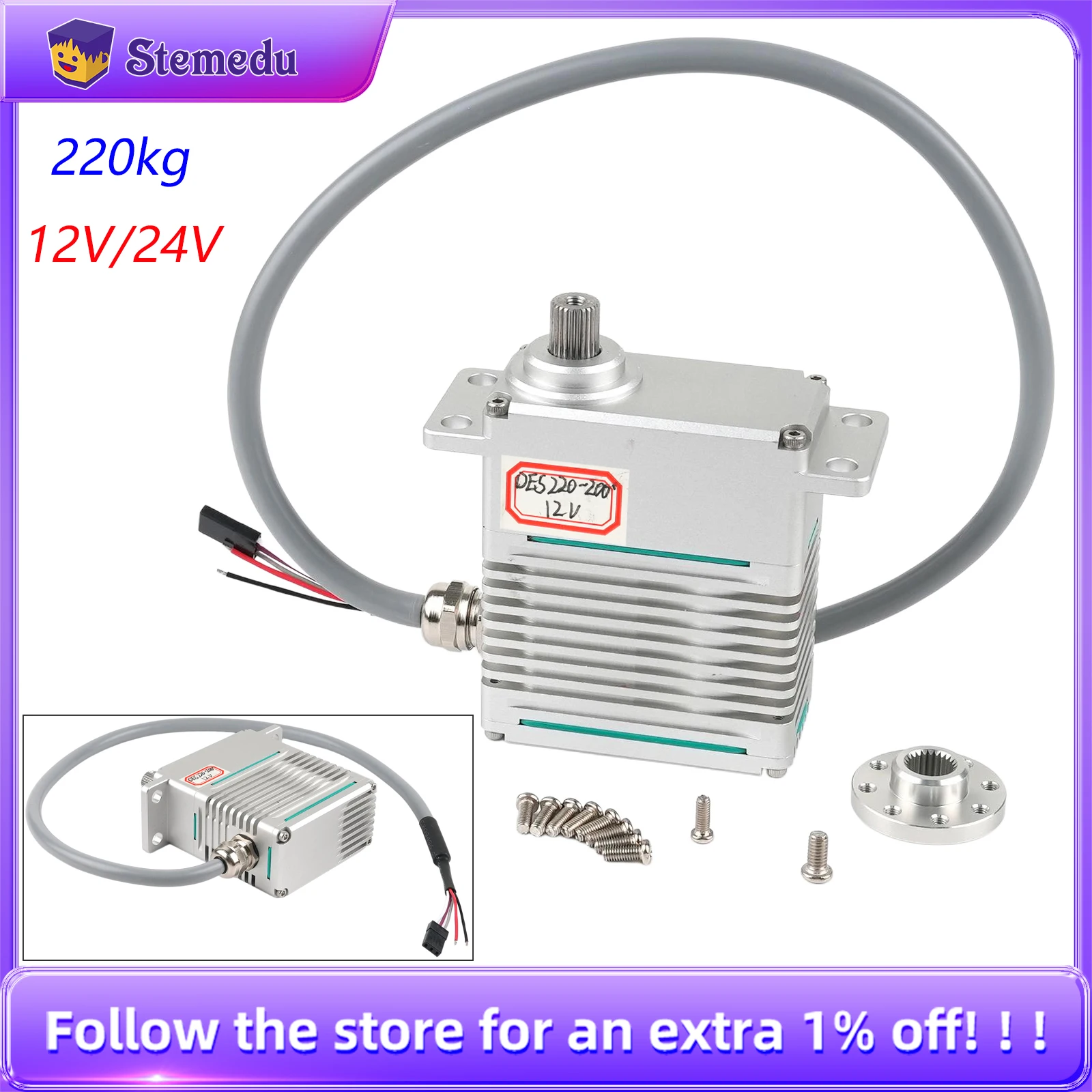 

220KG.CM 12V/24V DES220 Full CNC Digital Brushless PWM Magnetic Encoder Servos High Torque Servo Steel Gear UAV Metal Horn IP67