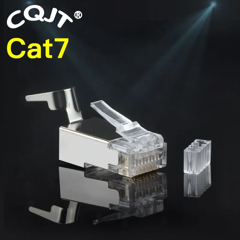 rj45 Connector Network Cable 1000m 10/50/100pcs Dovetail Cat7 Plug Gold-plated Shielded Ftp 8p8c Crimp