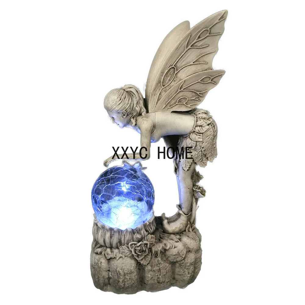 New Fairy Tale FARCENT Decoration Garden Crystal Ball Girl Statue Decoration Resin Crafts