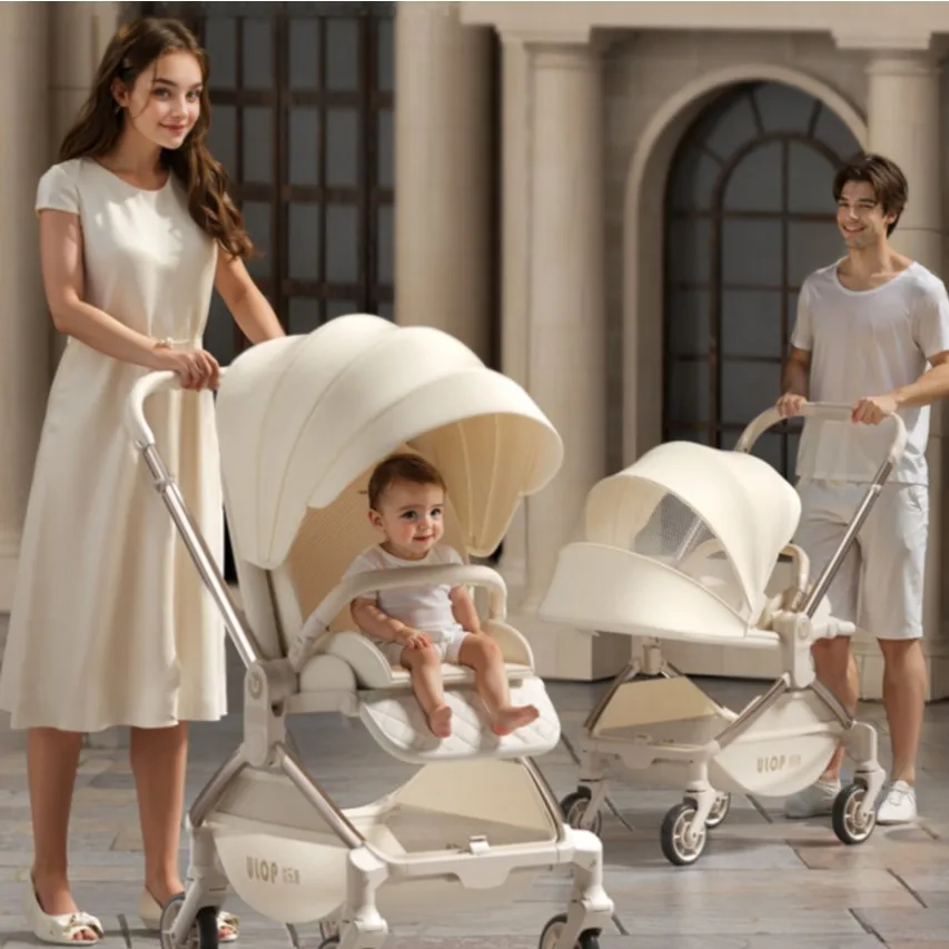 

Легкая складная коляска-фургон для путешествий ребенка и малышей, двустороннее сиденье, регулируемый навес, компактная коляска-зонтик