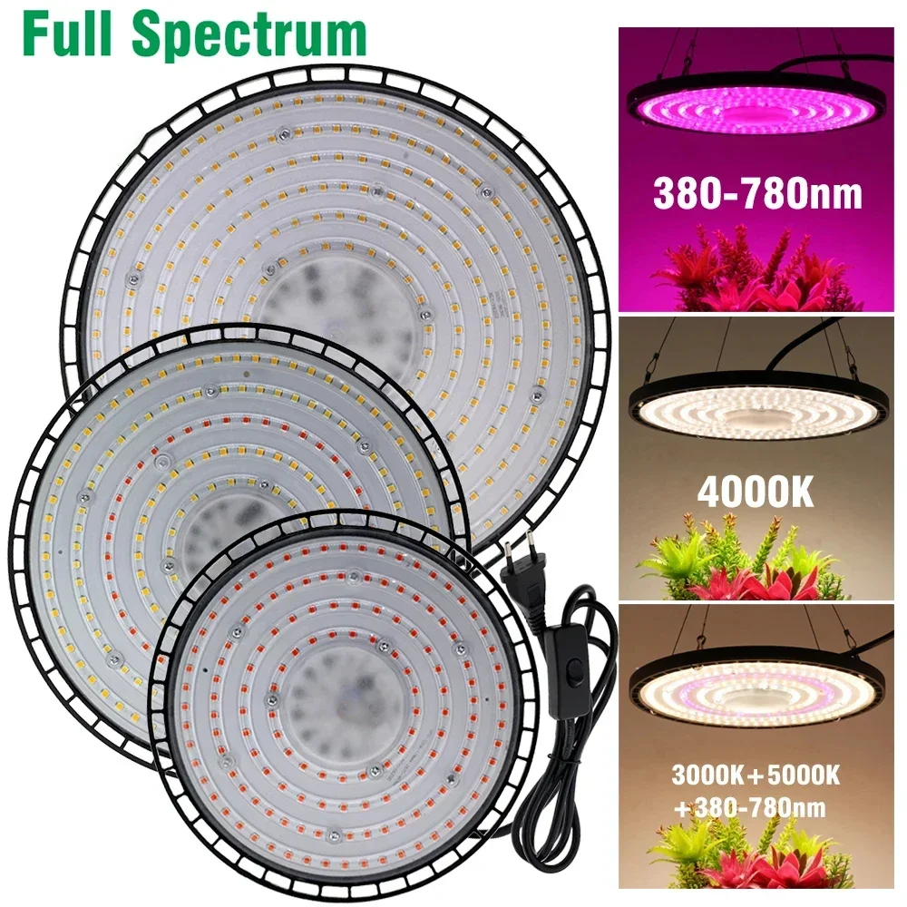 Newest Full Spectrum UFO Growing Lamps Greenhouse Planting Indoor LED Fill Lights Plant Growth Lamps 4000K 6500K Sunlight Hot