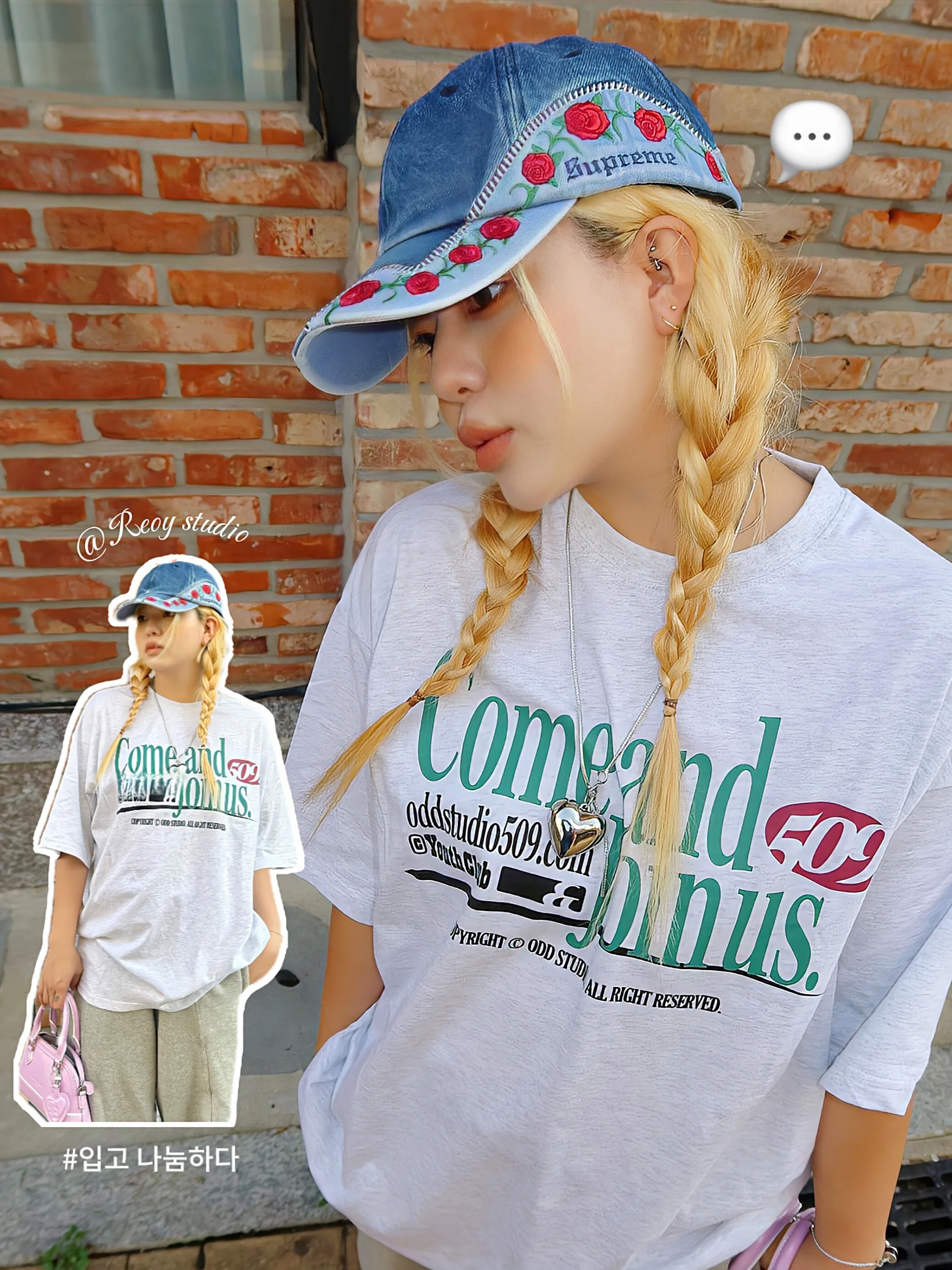 

Футболка в американском уличном стиле RE Container Oddstudio с коротким рукавом, с буквенным принтом, повседневная, хлопковая, в шести цветах, для женщин