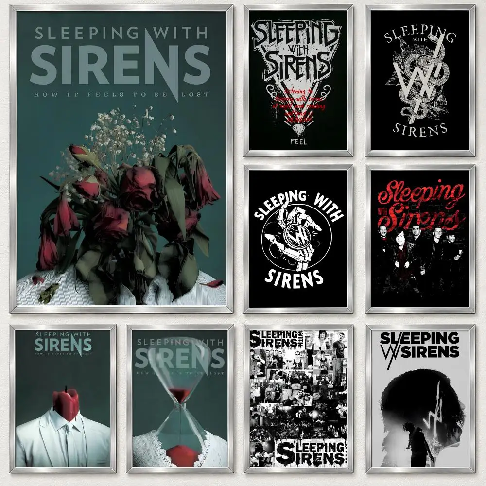 Popular Post-Hardcore Rock Band Sleeping with Sirens Poster Self‑Adhesive Waterproof PP Poster Coffee Bar Wall Art Home Decor