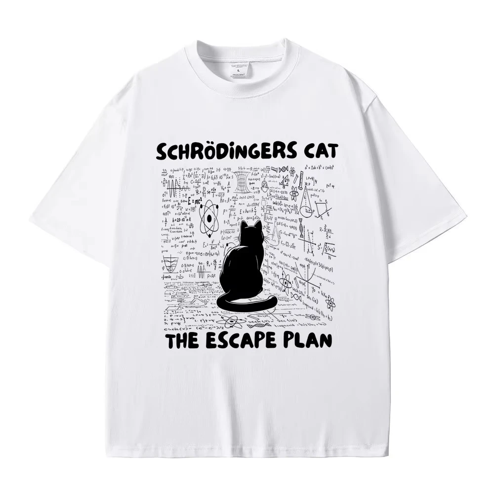 

Schrodinger Cat The Escape Plan Funny Meme T-Shirt Women's Casual Cotton Men's Unisex Humorous Novelty 2026 New T-Shirt