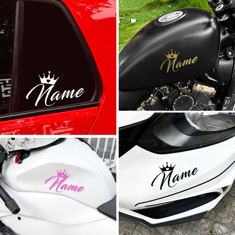 1PC Custom Your Name Crown Design Motorcycle Sticker Self-Adhesive for Car Cup Laptop Waterproof Vinyl Decals Personalized image 6