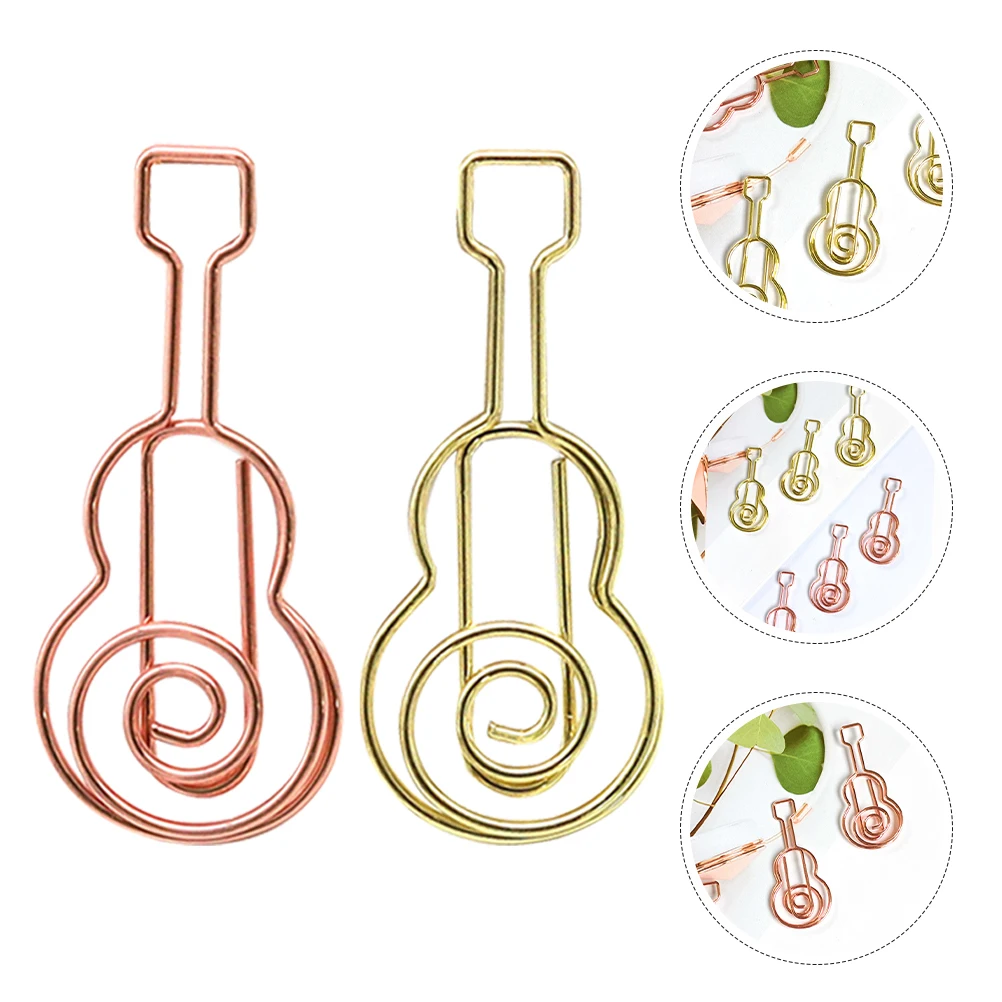 40pcs Guitar Paper Clips Metal Binder Accessories Office School Supplies Document ganizing Musical Theme Mini