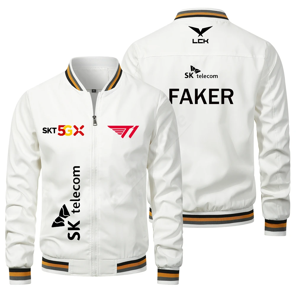 New SKT T1 Esports Team Men\'s Jacket LOL Global Finals Support Team Set FAKER Fan Suit Casual Fashion Men\'s Bomber Jacket