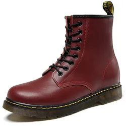 Genuine Leather Boots for Women Martens Ankle Boots Hight Trendy Quality Men Leather Boots Thick Sole Motorcycle Shoes 2024 New