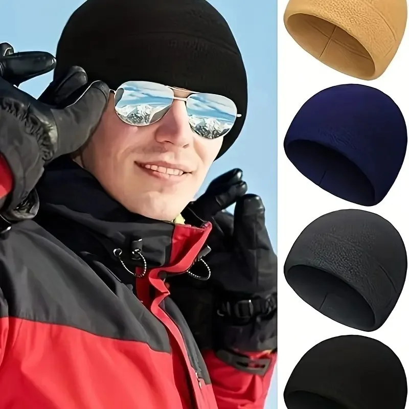Outdoor Fleece Cap Warm Windproof Soft Beanie Hat for Men and Women Winter Climbing Training Cycling Hiking Running Headwear