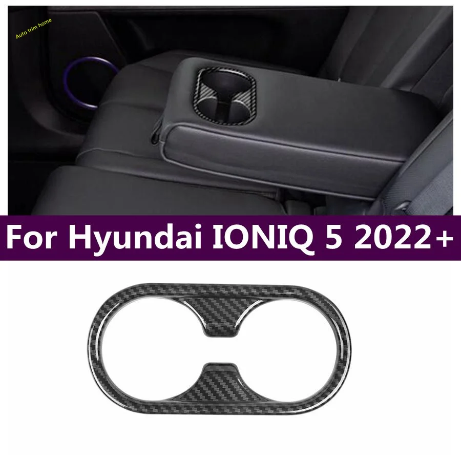 

ABS Carbon Fiber Rear Seat Water Cup Bottle Holder Decoration Frame Cover Trim For Hyundai IONIQ 5 2022 - 2024 Car Accessories