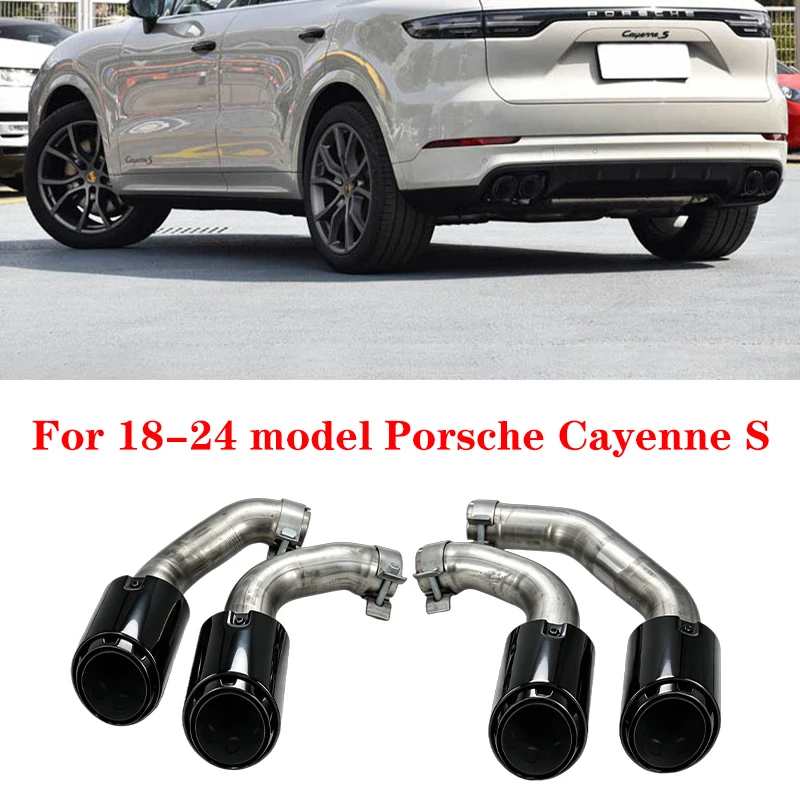 For Porsche Cayenne S 2.9T 2018-2025 Replacement Auto Tail Quad Tailpipe Muffler Tip Black Car Exhust Tip  Nozzle