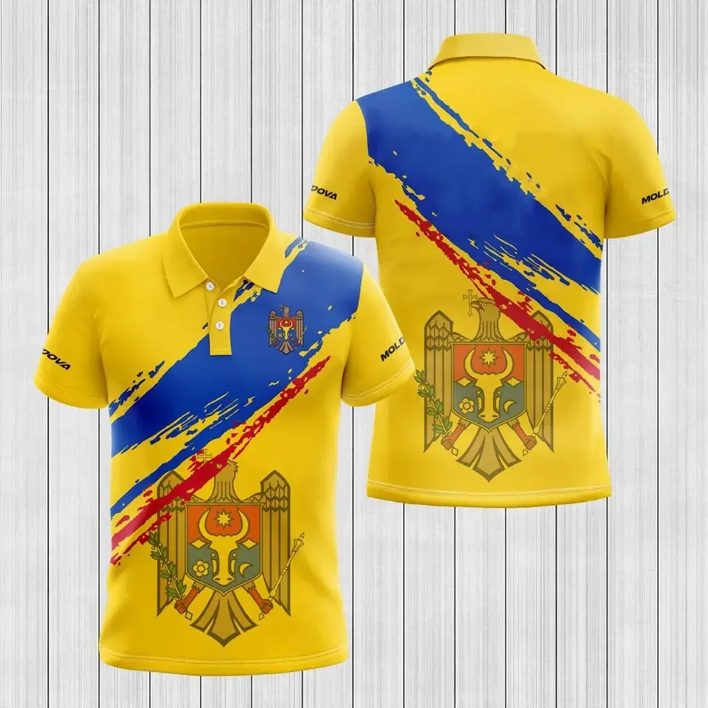 New Moldova National Flag Graphic Polo Shirt Moldova National Emblem Men\'s Tops  National Day Gifts High Quality Clothing