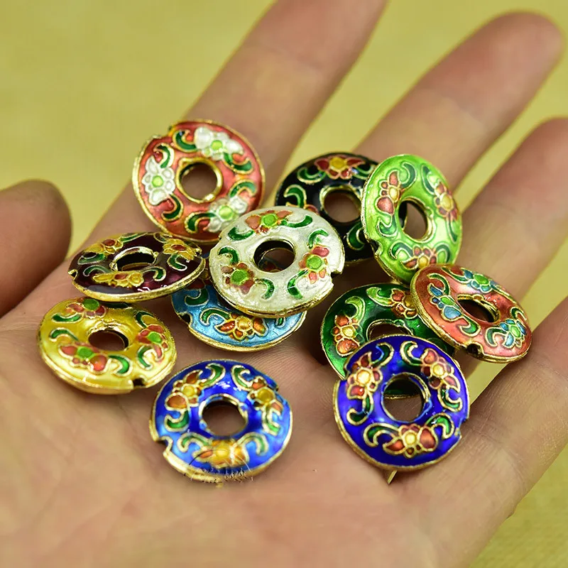 5pcs Cloisonne Enamel Round Loose Bead Handmade DIY Jewelry Making Findings Filigree Spacer beads Earrings Bracelet Accessories