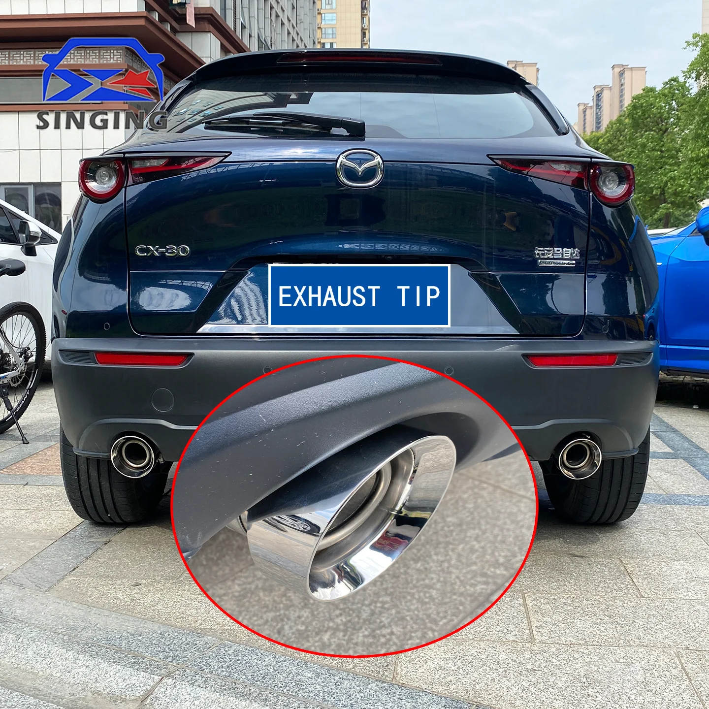 For Mazda Cx30 Exhaust Tip Muffler Tail Throat End Pipe Decorative Cover Trim 304S tainless Steel Car Accessories CX-30 Parts