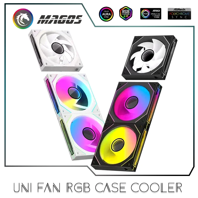 Uni Fan RGB Case Cooler, Infinite Mirror Cableless Triple Pack, Montage Building Block Type, Black White Forward/Reverse Blades