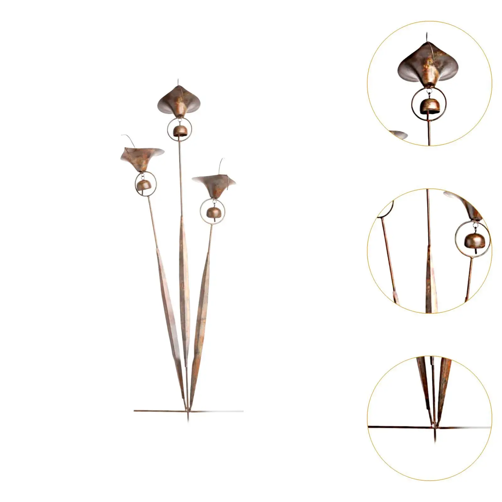 Garden Stake with Bells Iron Flower Decor Decorative Landscape Outdoor Lilies Flower Statue for Balcony Themed Party Outside