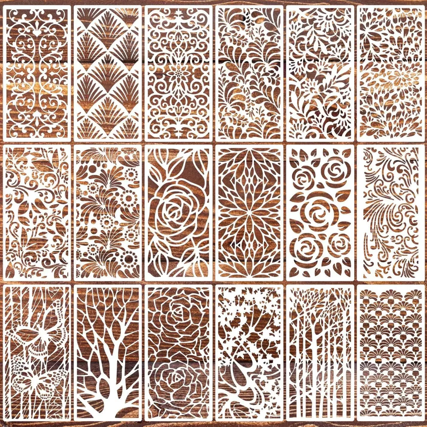18Pcs/Set 21*10cm Floral Tree Texture DIY Layering Stencils Painting Scrapbook Coloring Embossing Album Decorative Template