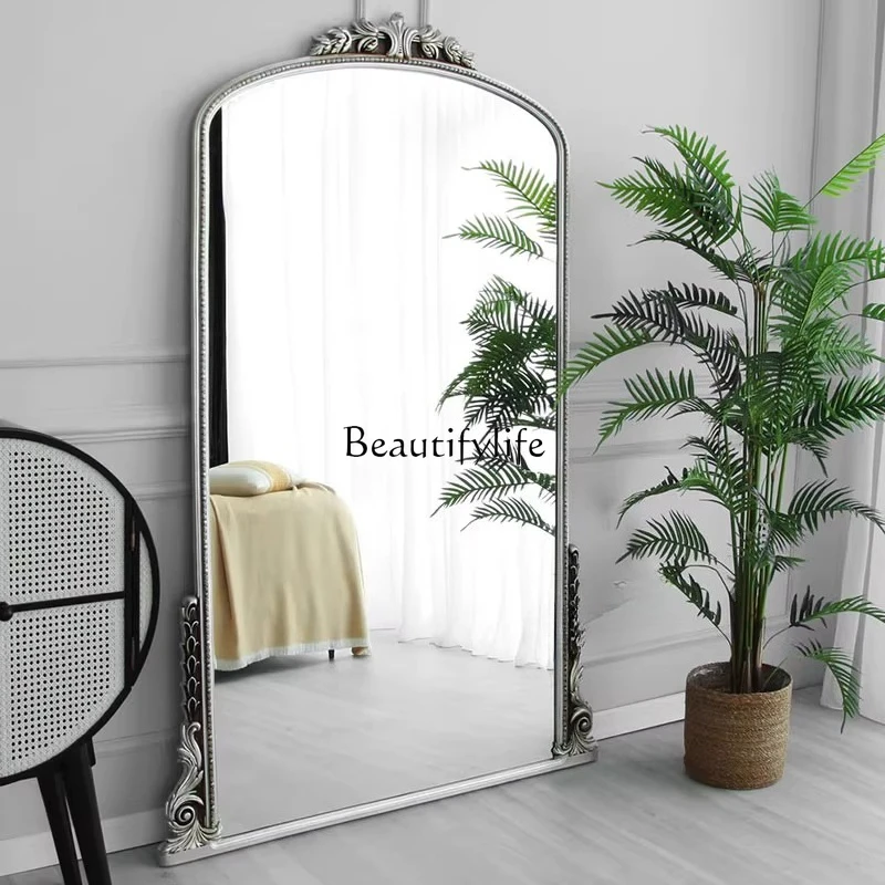 

American retro full body floor mirror bedroom home European carved dressing mirror