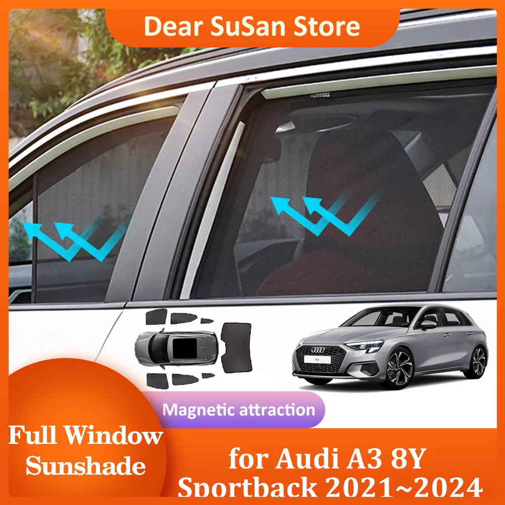

Car Magnetic Sunshade for Audi A3 8Y Sportback 2021~2024 Windshield Curtain Roof Window Sunroof Pad Cover Accessories 2022 2023