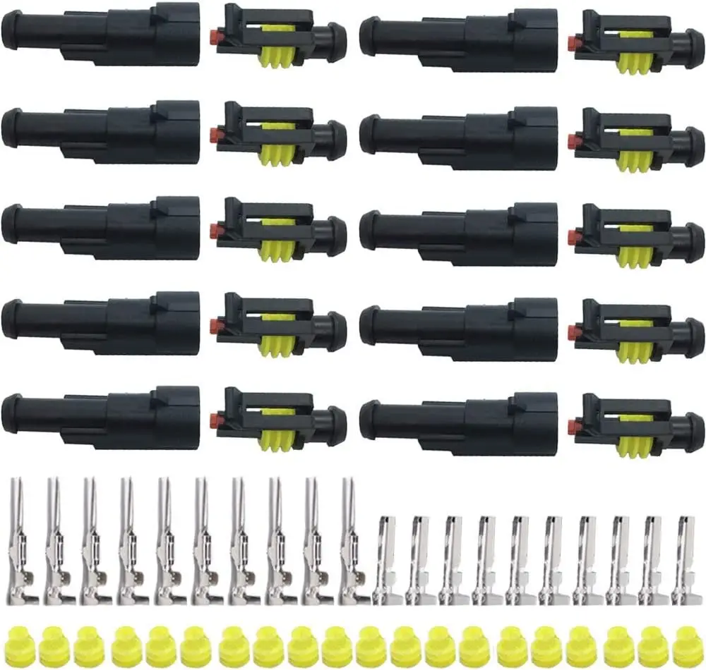 1/2/3/4 pin connector kit, 10 Kit Car Auto Electrical Connectors Series Terminals Water Resisted for Car, Truck, Boat