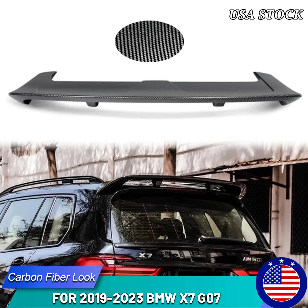 

Спойлер на крышку багажника для BMW X7 G07 M Sport 2019-2024, карбоновый дизайн, верхний аэродинамический элемент, внешние детали для тюнинга