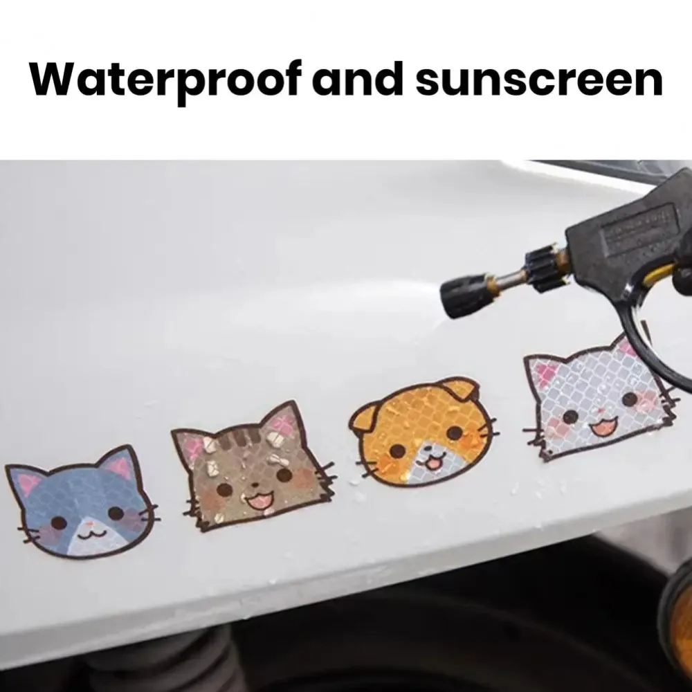 Adesivos decorativos de gato de desenho animado, adesivos refletivos, adesivos autoadesivos para capacete de motocicleta, estilo gato