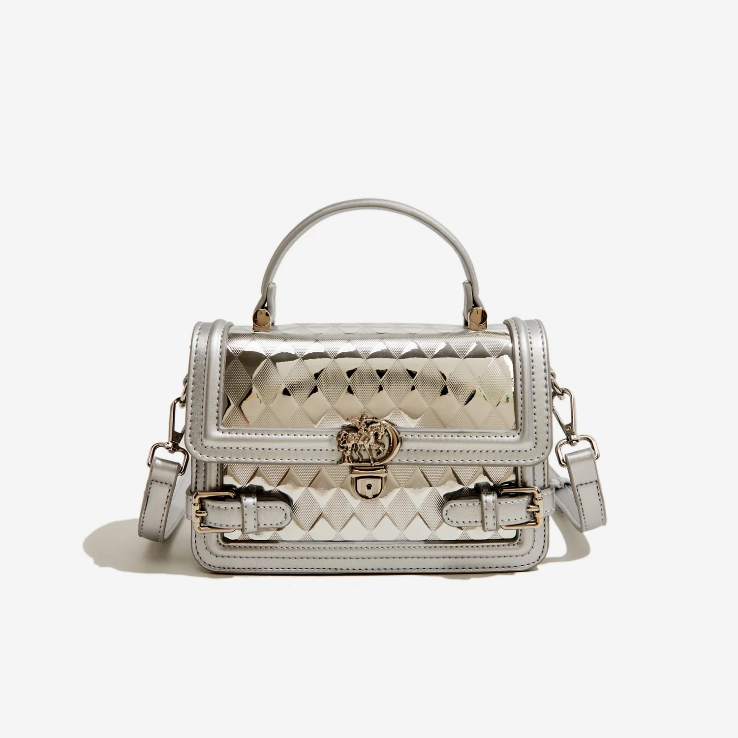 

PU female bag 2023 new style crossbody/hand-held ladies bag, Silvery white to show luxury and high-end temperament