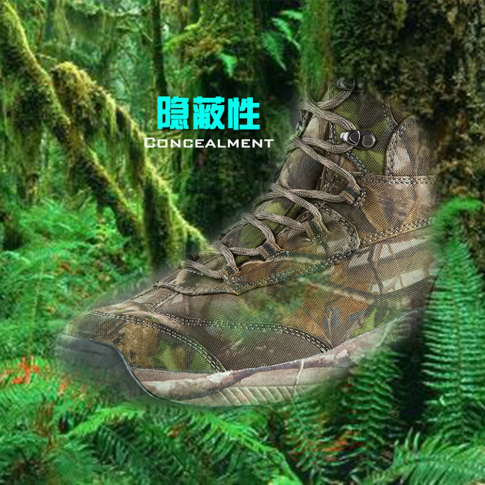 Tactical Waterproof Hunting Shoes Men's Camo Lightweight Hiking Shoes Breathable Non-Slip Combat Boots for Outdoor CS Activities