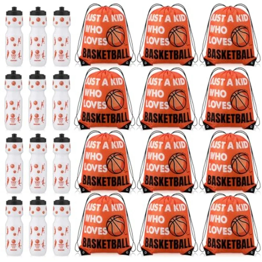 

Basketball Party Favors Pack Basketball Bags and Water Bottle Set Drawstring Bags Bulk Gift Goodie Treat Bag oz Water Bottle Cu