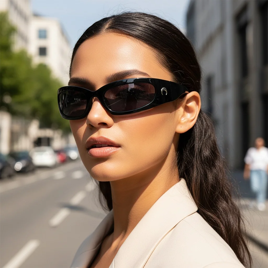 Y2K النظارات الشمسية النساء الرجال المتضخم العصرية التفاف حول النظارات الشمسية فاسق قطعة واحدة نظارات رياضية الشمس الزجاج ظلال نظارات 18095