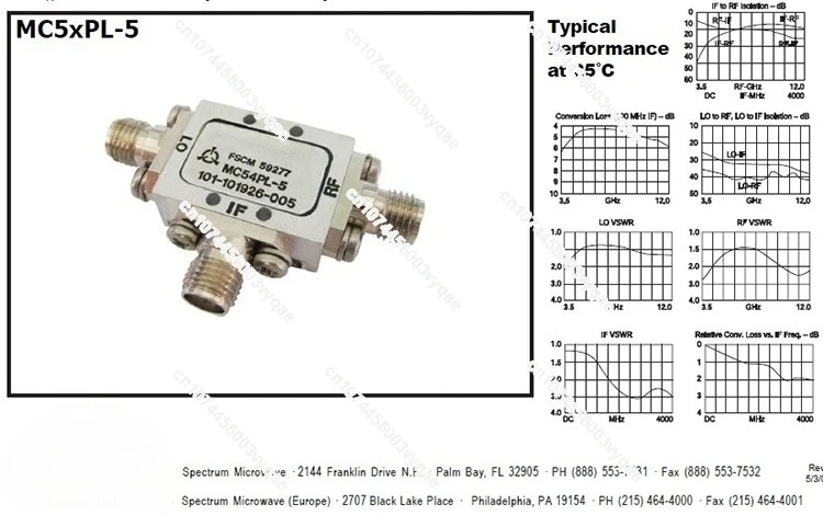 Used MC54PL-5 3.5-12GHz SMA Double Balanced Mixer RF Microwave Frequency Mixer for Radar Communication
