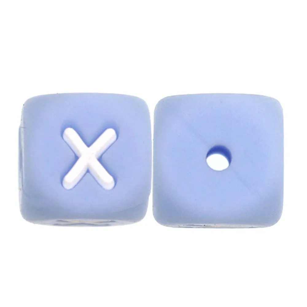 Sunrony 10~100Pcs Silicone Letter Beads 12MM Blue Square Alphabet Spacer Bead DIY Name Bracelet For Jewelry Making image 3