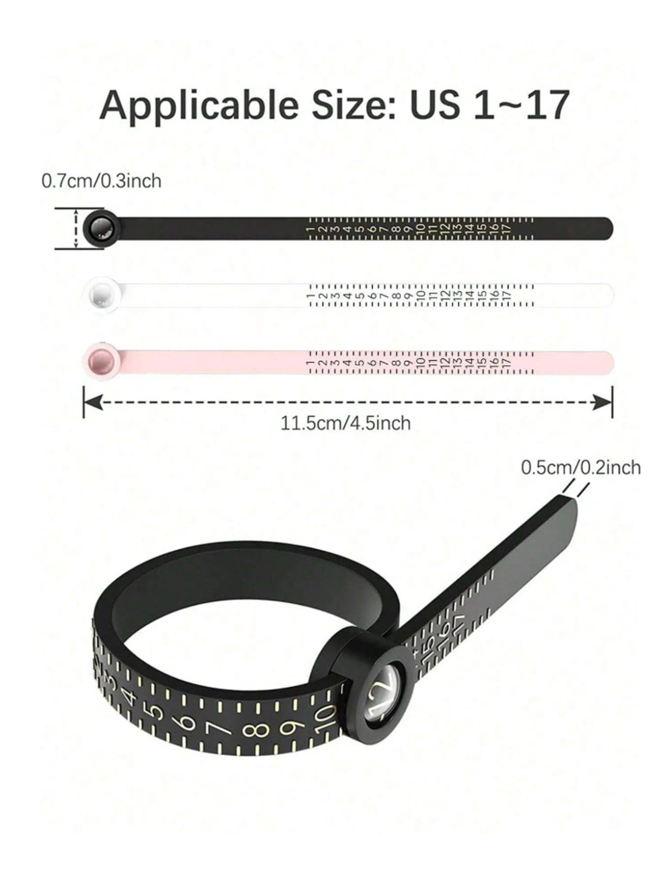 1/2Pcs Ring Measuring Ring,Ring Sizer Measuring Tool,US Size Finger Size Adjuster Standard Soft Size Ring Measurement Tool Ring