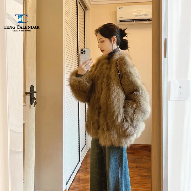 Coffee Colored Otter Rabbit Fur Coat, High-end Fur Integrated Eco-friendly Fur Coat, Women's Autumn and Winter 2024 New Model