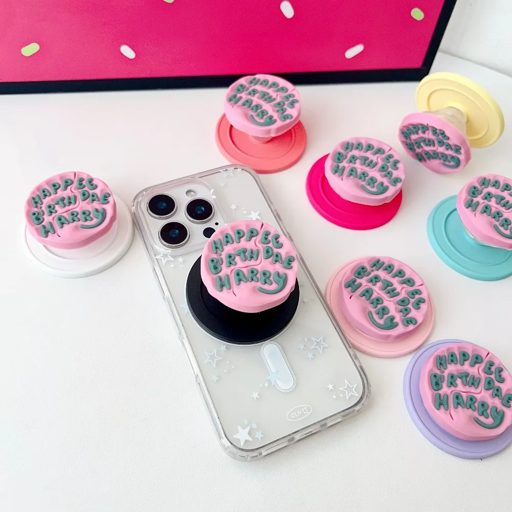 Coreano 3D carino lettera inglese rosa per supporto per impugnatura per telefono Magsafe Tok per iPhone Google anello magnetico pieghevole universale