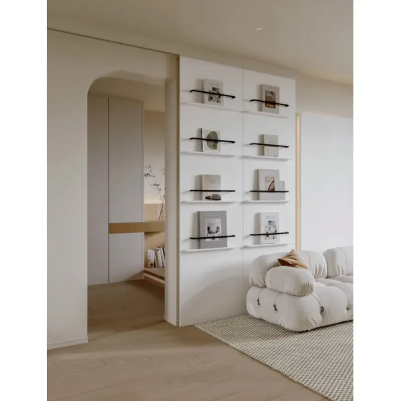 Invisible Bookshelf Sliding Door Hidden Barn Door for Bathroom Kitchen Closet Clothes Hat Storage Suspended Ghost Door System