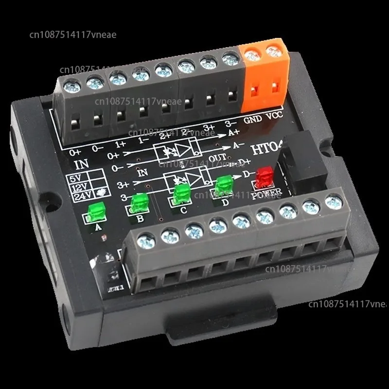 4 Channels Single-ended / Differential Converter 10MHz HTL TTL Collector Pulse Signal To RS422 PNP/NPN for PLC To Drive Servo